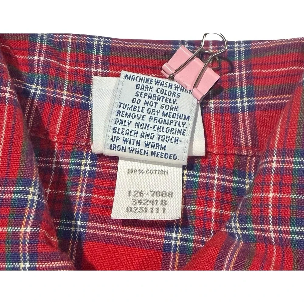 Vintage OshKosh Bgosh Girls 3pc Red Plaid Shirt Denim Jeans Skirt Set Size 6 USA